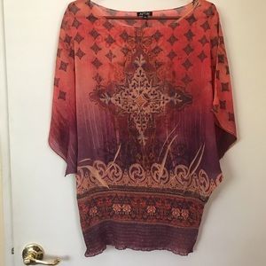 Sheer boho print top (XL)